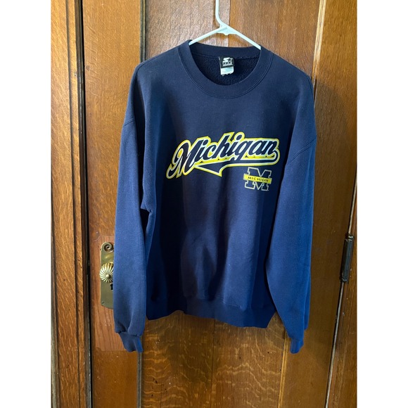 STARTER Other - Vintage Starter Michigan Wolverines Sweatshirt Navy Blue Crewneck Mens Large 90s